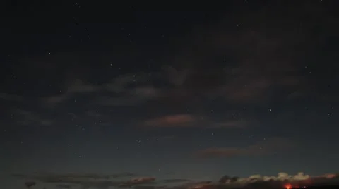 Time lapse of night sky and moondogs over Hawaiian lava flow Stock Footage 12155584