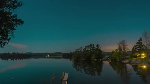 Time lapse of night sky and full moon over rural in new England 4k 24p 24fps Stock Footage 194717232