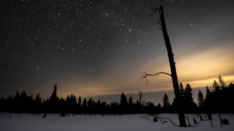 Time lapse of the night sky with blowing clouds and many stars Stock Footage 125321914