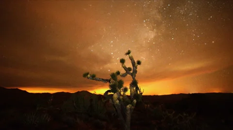 Time Lapse of the Night Sky Mojave Desert -  Timelapse Stock Footage 32450611