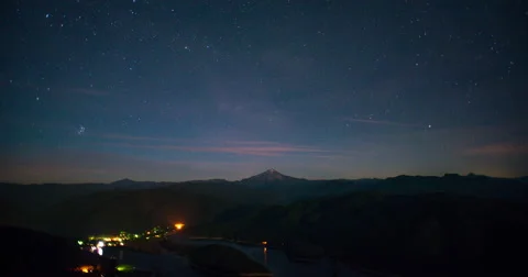 Time-lapse of night sky over Mt. Jefferson, Oregon Cascades Stock Footage 67877075