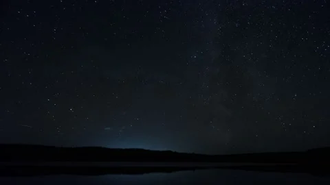 The time lapse of the night starry sky. night landscape of the Milky Way over Stock Footage 219815947