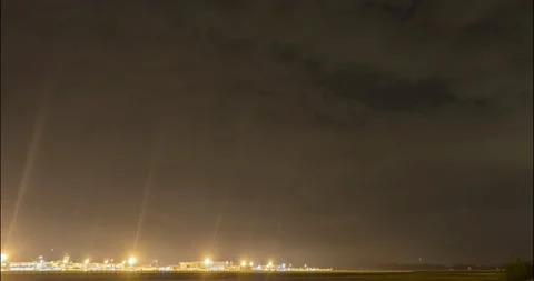 Time lapse of night summer storm over Ljubljana airport, Slovenia Stock Footage 158876242