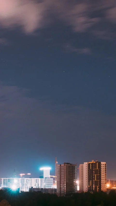 Time Lapse night time work Construction And Development Of Modern Multi-storey Stock Footage 341171778