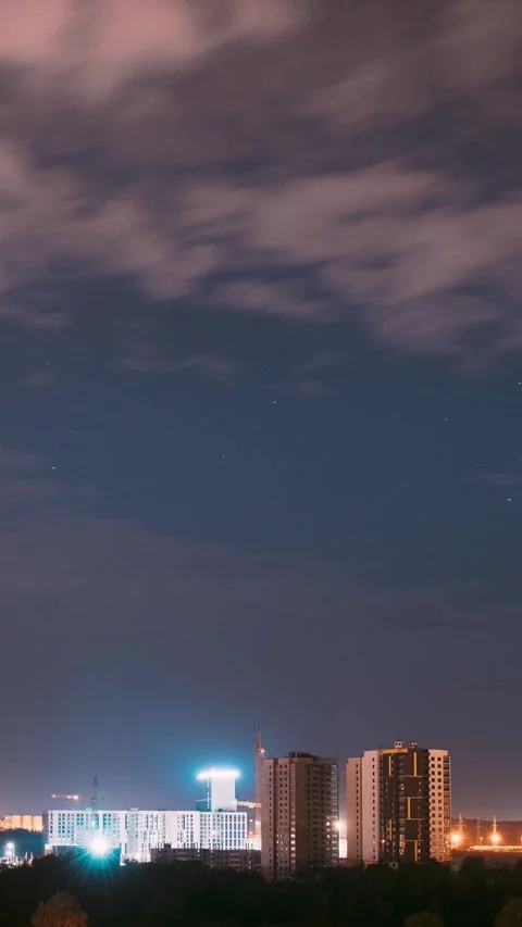 Time Lapse night time work Construction And Development Of Modern Multi-storey Stock Footage 341375251