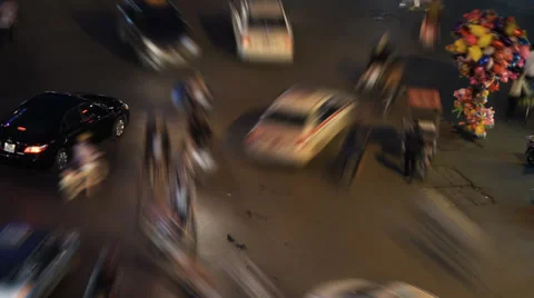 Time lapse of night traffic at the 36 street Stock Footage 37825552