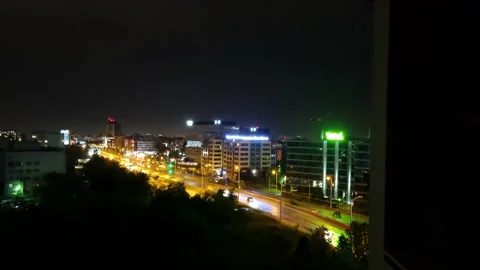 Time-lapse night traffic in the city of Sofia Bulgaria. Steady shot. Stock Footage 196233245