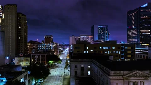 Time Lapse of Night Traffic in Downtown Houston, TX Stock Footage 161082196