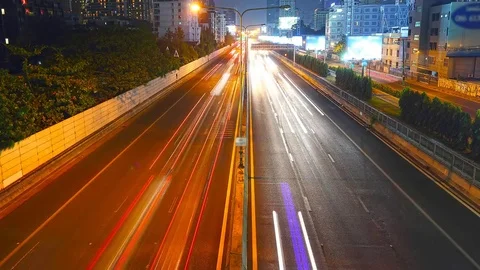 Time lapse night traffic Vídeo Stock 79745497