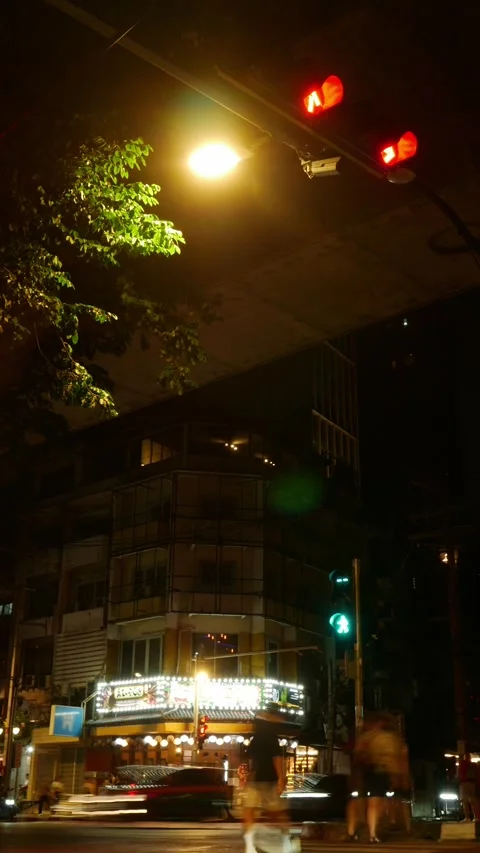 Time Lapse Night Traffic Light Trails on Sukhumvit Road Stock Footage 339067567