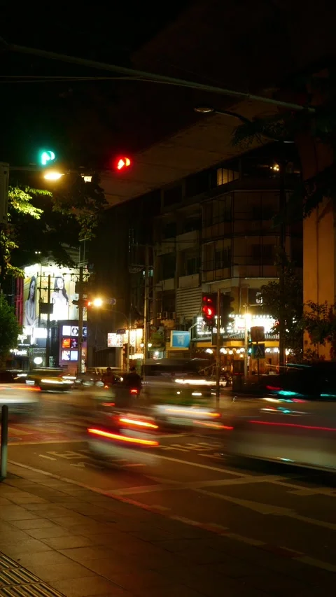 Time Lapse Night Traffic Light Trails on Sukhumvit Road Stock Footage 339518163