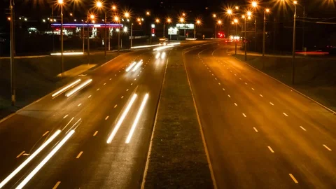 Time lapse night traffic rush hour Stock Footage 96377858