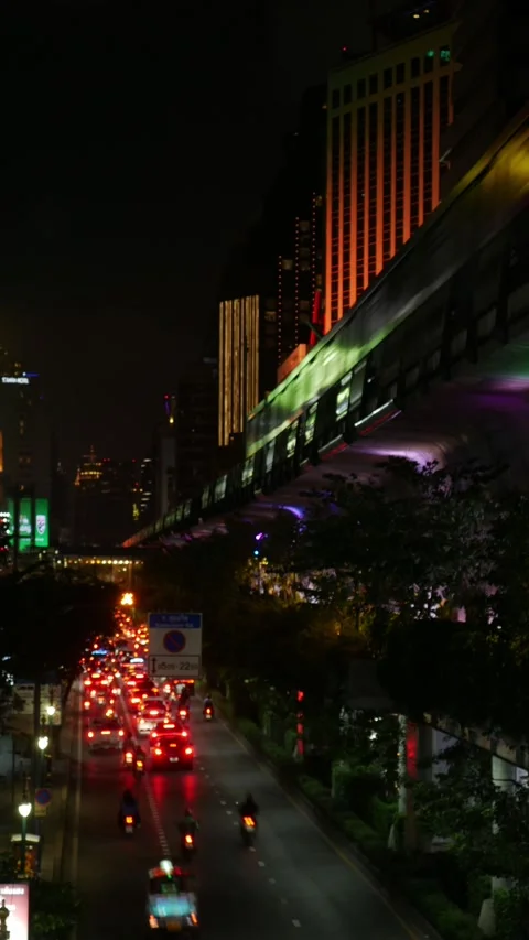 Time Lapse Night Traffic on Sukhumvit Road Stock Footage 340380807