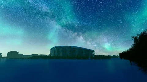 Time-lapse night view of Bird's Nest Stadium in Beijing, China Stock Footage 236187555