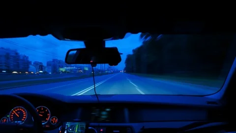 Time Lapse night view From Car driving on city streets P1155710 Stock Footage 91971159