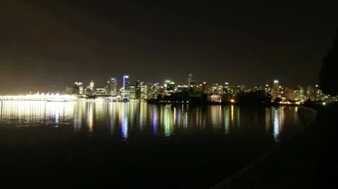 TIme Lapse night view of downtown Vancouver Stock-Footage 12459927