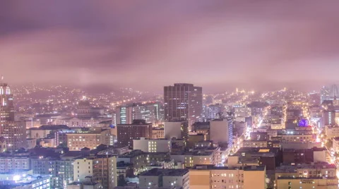 Time lapse - Night View of Downtown San Francisco, California Stock Footage 52044600