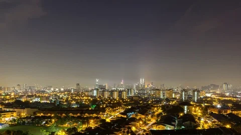 Time lapse of night view of downtown Kuala Lumpur during Independence Day Stock Footage 79607370
