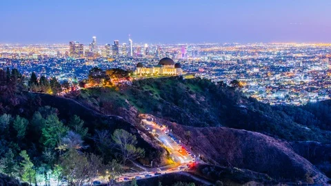 Time Lapse - Night View of Downtown Los Angeles  - 4K Stock Footage 100653835