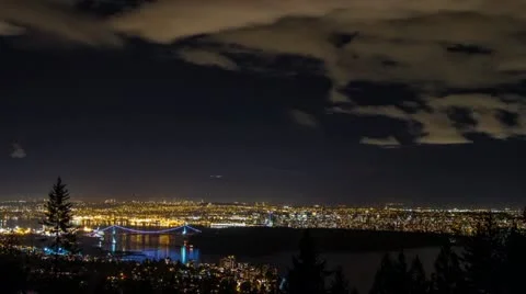 Time Lapse Night view of Greater Vancouver Stock-Footage 12532237