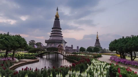 Time lapse night view of moving stars at Phra Mahathat on Doi Inthanon Stock Footage 234129990