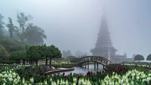 Time lapse night view of moving stars at Phra Mahathat on Doi Inthanon Stock Footage 234130062