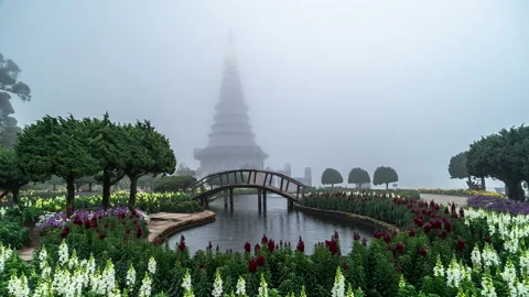 Time lapse night view of moving stars at Phra Mahathat on Doi Inthanon Stock Footage 234130162