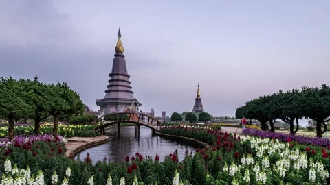 Time lapse night view of moving stars at Phra Mahathat on Doi Inthanon Stock Footage 234130202