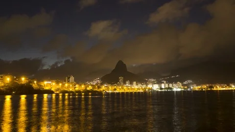 Time Lapse of a night view of Rio de Janeiro Brazil Stock Footage 94131080