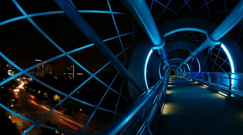 Time lapse a night view of Silkworm Bridge Stock Footage 39091384