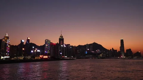 Time lapse of Night view of Wanchai and Central seen from Waterfron Stock Footage 168227205