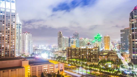 Time Lapse - Nightime View of Downtown San Diego Stock Footage 43157991