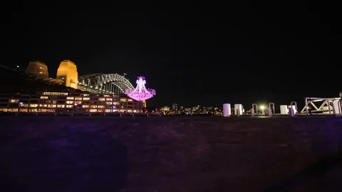 Time lapse nighttime shot from side of Bayonne Bridge Stock Footage 99294092