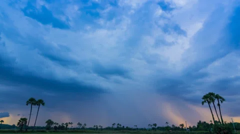 Time Lapse Nimbus Floating And Raining On Sunset Time (zoom out) Stock Footage 38032961