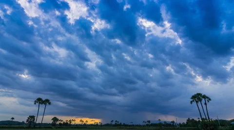 Time Lapse Nimbus Floating And Raining On Sunset Time Stock Footage 40243313