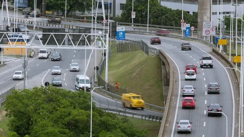 Time-lapse Niteroi River Traffic Bridge City Stock Footage 84694283