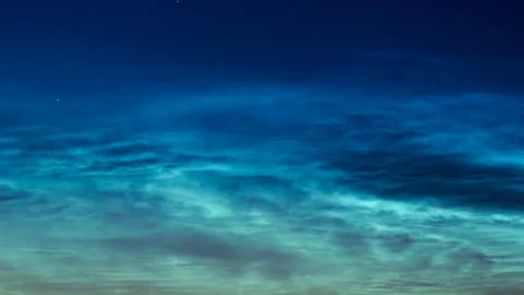 Time lapse noctilucent clouds. Noctilucent clouds scenic time lapse. Stock Footage 156718576