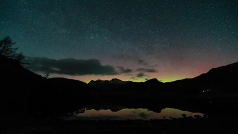 A Time Lapse of the Norten lights over Blea Tarn in the English Lake District Stock Footage 267198044