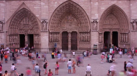 Time lapse of Notre dame cathedral Paris, France Video stock 26146818