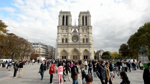 Time Lapse of Notre Dame Cathedral in Paris France Daytime Stock Footage 59943428