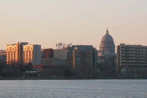 Time Lapse NTSC Sunset Madison Wisconsin Capitol Downtown  動画素材 524197