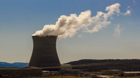 Time Lapse - Nuclear Power Plant Wide Stock Footage 39535530