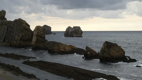 Time Lapse - Ocean in Playa de Arnia Beach 2 in Santander Spain 4K Video stock 115941305