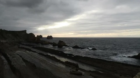 Time Lapse - Ocean in Playa de Arnia Beach in Santander Spain España 4K Stock Footage 115943115