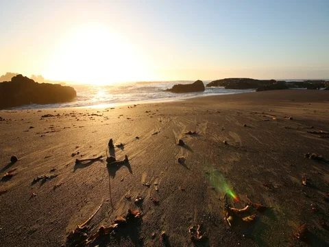 Time-lapse of ocean at sunset, MacKerricher State Park Beach, California Stock Footage 70809939
