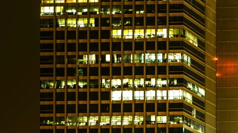 Time lapse, Office building viewed in the evening, Ultra HD Stock Footage 52348363