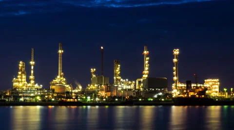 Time Lapse Oil Refinery Station Day To Night Stock Footage 45701763
