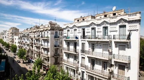 Time Lapse of Old Colonial Buildings In Tunis Stock Footage 61455687