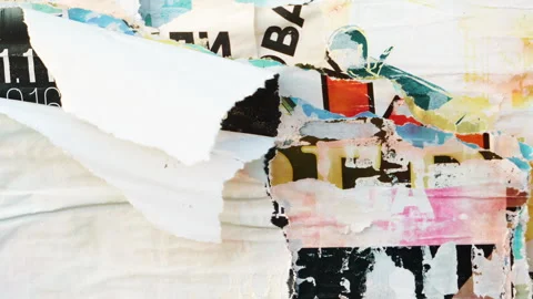 Time lapse old colorful posters texture ripped old wall slide show paper posters Stock Footage 263035853
