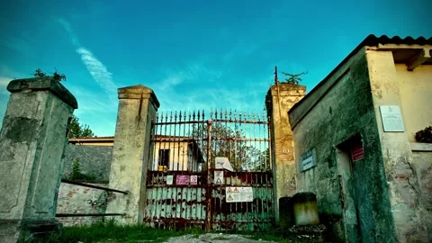Time lapse of an old gate in rusty condition, once was a lager Stock Footage 240461554